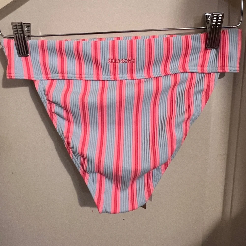 Billabong $59 Surf Stripe Aruba Bikini Bottom Striped Blue Pink Beach Swim‎